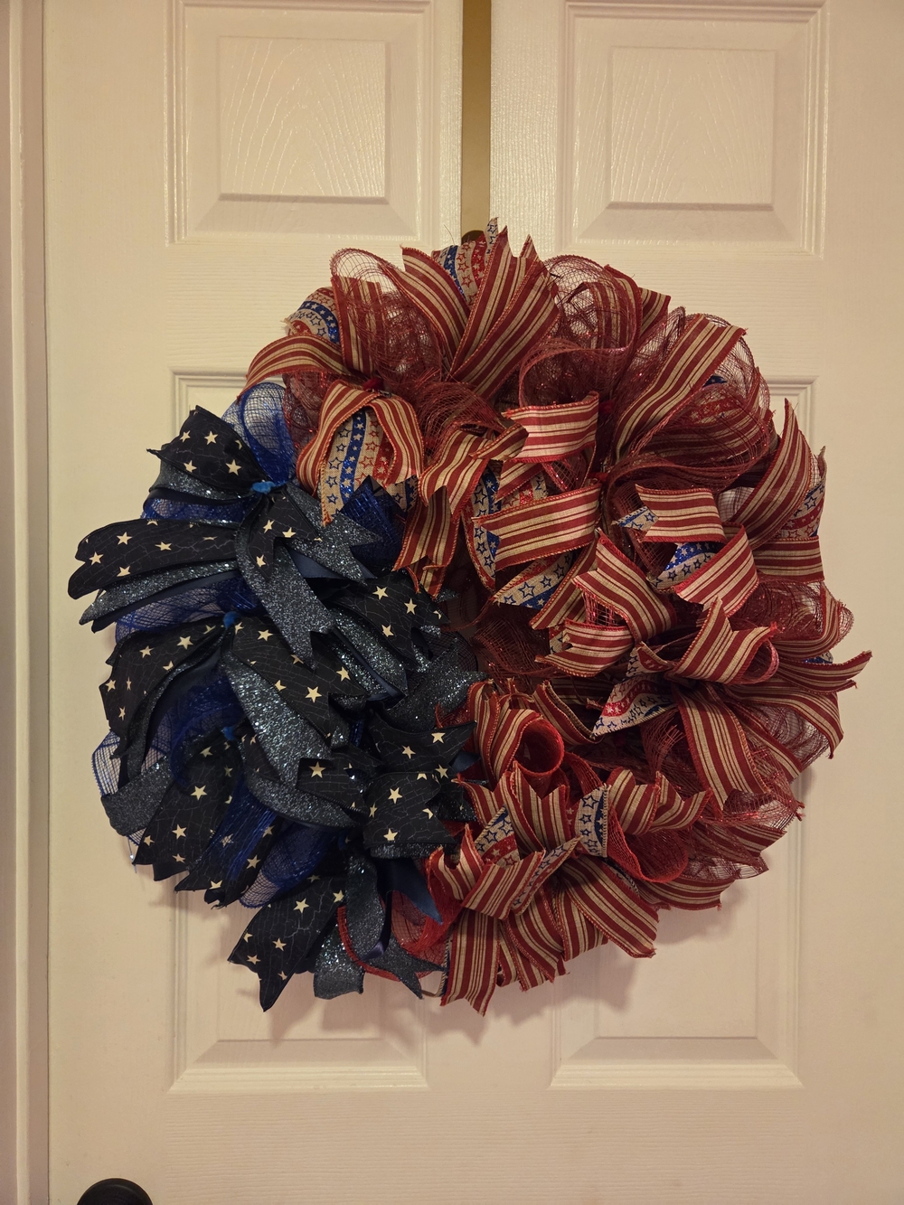 Patriotic Red and Blue Holiday Wreath - Unbranded